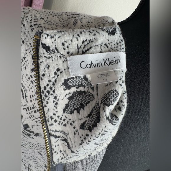 Calvin Klein Floral Knit Jacquard Sheath Dress-Gray-‎ size12 - Picture 4 of 10